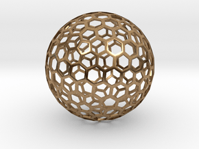 honeycomb sphere - 60 mm in Natural Brass