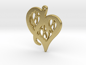  Heart Pendant in Plastic, Silver or Gold in Natural Brass