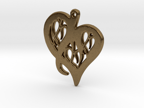  Heart Pendant in Plastic, Silver or Gold in Natural Bronze