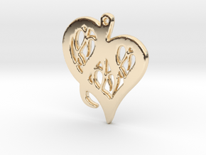  Heart Pendant in Plastic, Silver or Gold in 18k Gold Plated Brass