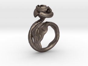 Flower Ring (multi size) in Polished Bronzed Silver Steel