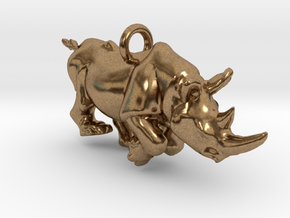 Rhino Pendant in Natural Brass