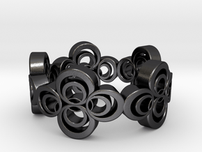 Nouveau Ring 2: Four Leaf Clover in Polished and Bronzed Black Steel