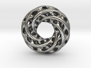 0608 IsoSurface F(x,y,z)=0 Diamond Tori [6] d=5cm in Natural Silver