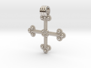 Twisted Wire Cross Pendant in Rhodium Plated Brass