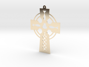 Cross Cut Out Style with Shell in 14k Gold Plated Brass