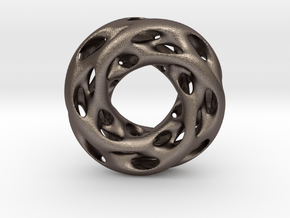 0610 IsoSurface F(x,y,z)=0 Diamond Tori [4] d=5cm in Polished Bronzed Silver Steel