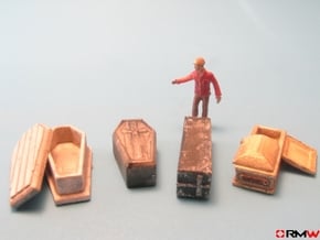 HO/1:87 Cemetery set 4 - coffins kit in White Natural Versatile Plastic