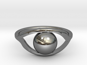 All-Seeing eye ring in Fine Detail Polished Silver: 6 / 51.5