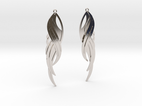 Feather Earrings in Rhodium Plated Brass