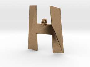 Distorted letter H in Natural Brass