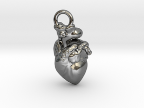 PENDENT Heart in Fine Detail Polished Silver