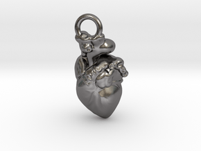 PENDENT Heart in Polished Nickel Steel