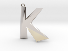 Distorted letter K in Rhodium Plated Brass
