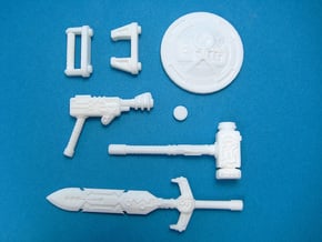 Cosmic Weapons Pack for MOTU and Similar Figures in White Natural Versatile Plastic