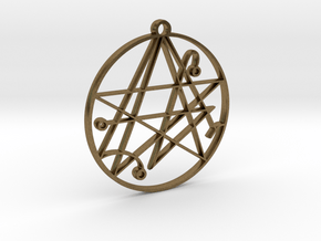 Mystical Cthulhu Symbol Pendant in Natural Bronze