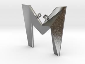 Distorted letter M in Natural Silver
