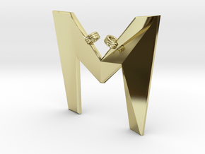 Distorted letter M in 18k Gold Plated Brass