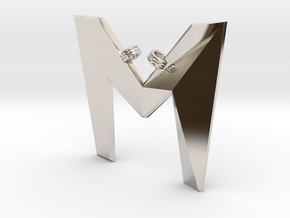 Distorted letter M in Rhodium Plated Brass