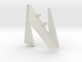 Distorted letter N in White Natural Versatile Plastic