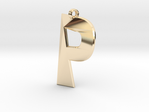 Distorted letter P in 14K Yellow Gold