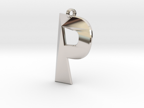 Distorted letter P in Rhodium Plated Brass
