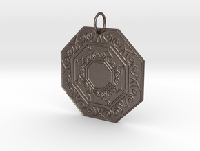 Ornate Octagon Pendant in Polished Bronzed Silver Steel