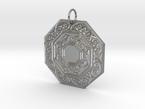 Ornate Octagon Pendant in Natural Silver