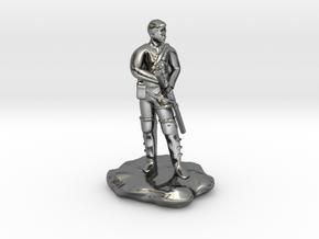 Human  Ranger with Katana in Fine Detail Polished Silver