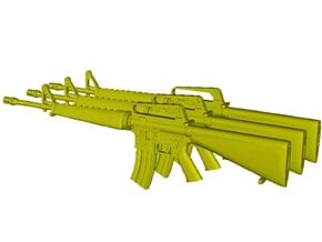 1/24 scale Colt M-16A1 rifles x 3 in Clear Ultra Fine Detail Plastic