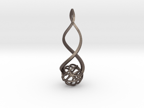 Twirl Pendant in Polished Bronzed Silver Steel
