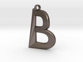Distorted letter B in Polished Bronzed Silver Steel