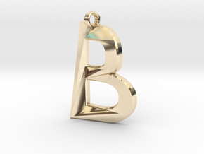 Distorted letter B in 14K Yellow Gold