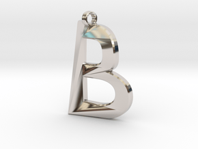 Distorted letter B in Rhodium Plated Brass
