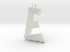 Distorted letter E in White Natural Versatile Plastic