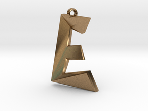 Distorted letter E in Natural Brass