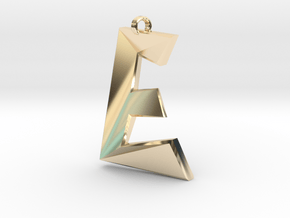 Distorted letter E in 14K Yellow Gold