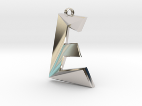 Distorted letter E in Rhodium Plated Brass