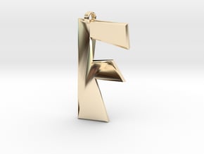 Distorted letter F in 14K Yellow Gold