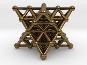 Merkaba Matrix 2 - Star tetrahedron grid in Polished Bronze