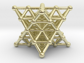 Merkaba Matrix 2 - Star tetrahedron grid in 14K Yellow Gold