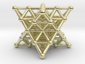 Merkaba Matrix 2 - Star tetrahedron grid in 14k Gold Plated Brass