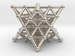 Merkaba Matrix 2 - Star tetrahedron grid in Rhodium Plated Brass