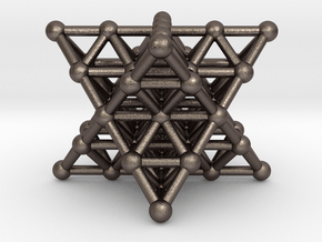 Merkaba Matrix 2 - Star tetrahedron grid in Polished Bronzed Silver Steel