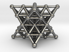Merkaba Matrix 2 - Star tetrahedron grid in Polished Silver