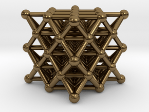 64 Tetrahedron Grid - Isotropic Vector Matrix in Polished Bronze