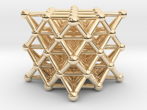 64 Tetrahedron Grid - Isotropic Vector Matrix in 14k Gold Plated Brass