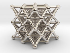 64 Tetrahedron Grid - Isotropic Vector Matrix in Rhodium Plated Brass
