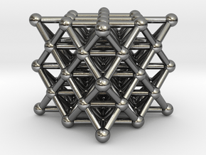 64 Tetrahedron Grid - Isotropic Vector Matrix in Polished Silver