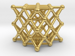64 Tetrahedron Grid - Surface in Polished Brass